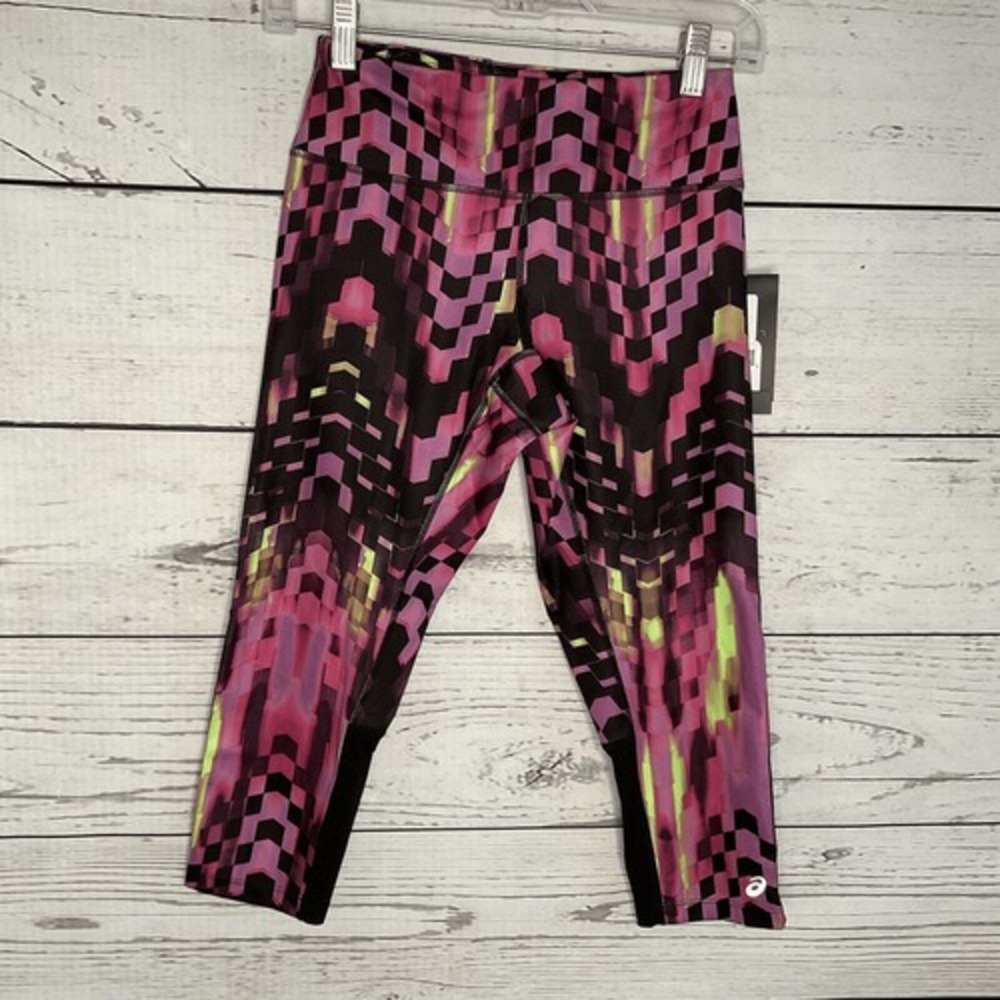 Women's Leggings XS colorful Active Gym Asics Cropped‎ Capri Geometric Print
